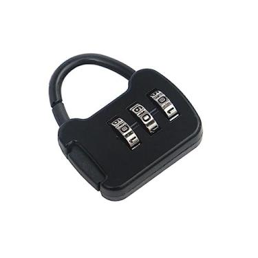 Imagem de Cadeado portátil, 1 capa de trolley para dormitório de estudante, código de dígito, senha com zíper (preto)