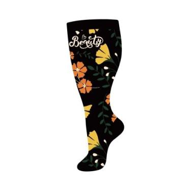 Imagem de Meias De Compressão plus Size 2XL-4XL 20-30 mmHg Para Panturrilha Larg