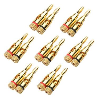 Imagem de Cable Matters 7 pares de plugues banana de parafuso aberto de crimpagem e torção para fio de alto-falante - Feito de cobre desencapado para áudio sem distorção