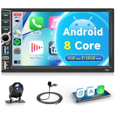 Imagem de Tela sensível ao toque de 8 núcleos 6+ 128 G, som automotivo duplo Din com carplay sem fio e Android Auto, rádio Driauto IPS Android de 7 polegadas com link espelhado, GPS, WiFi, Bluetooth, FM/RDS SWC