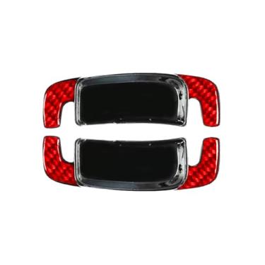 Imagem de Capa de acabamento de extensão de câmbio de volante automotivo 2 peças, para Benz EQE Classe V295, para EQS Classe V297 ABS Fibra de carbono vermelha