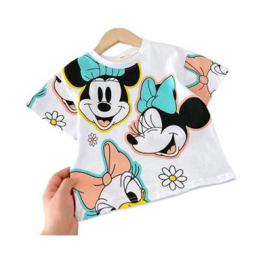 Imagem de Camiseta De Verão Com Desenho Animado Da Disney Para Meninas, Manga Cu