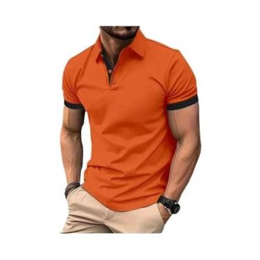 Imagem de Camisa polo de manga curta slim fit colorida masculina, streetwear est