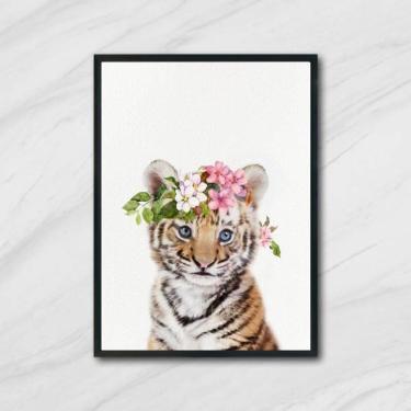 Imagem de Quadro Tigrinho Coroa De Flores 24X18Cm 001