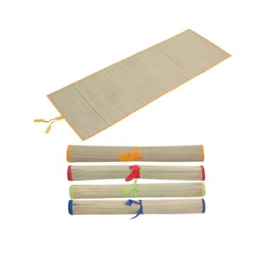 Imagem de Esteira de Praia de Palha Natural 180x60cm, Dobrável, Confortável e Sustentável para Praia, Piscina e Piquenique(LARANJA)