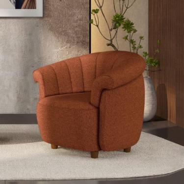 Imagem de Poltrona Decorativa Latvia 86cm Pés de Madeira Linho Terracota G45 - G