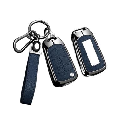 Imagem de Capa para chave remota de couro de liga de zinco para carro compatível com Opel/Astra JH/Corsa/Insignia/Mokka/Zafira/Meriva Acessor de chaveiro protetor(A Blue 2)