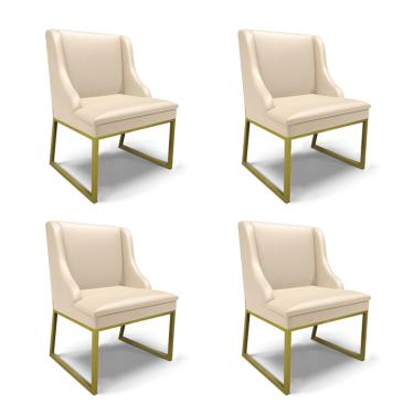 Imagem de Cadeira Sala de Jantar Industrial Dourado kit 4 Liz Sintético D03 - D'Rossi