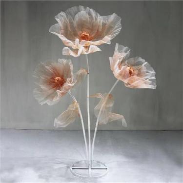 Imagem de Flores grandes de organza artificial - Flores falsas grandes para decoração de corredor, festa, jardim e casamento - Perfeito para decoração elegante e eventos