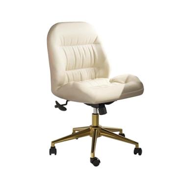 Imagem de Cadeira de mesa de couro, cadeira ergonômica giratória de 360°, cadeira de escritório estofada de altura ajustável para casa, quarto, estudo, espaço pequeno