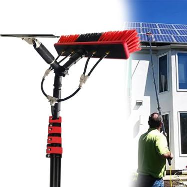Imagem de Escova de limpeza de painel solar telescópica com mangueira e rodo, limpador de janela de 3,6 m para telhado de conservatório, caravana, deck - eficiente e fácil de usar