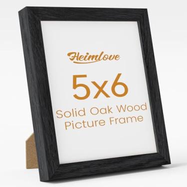 Imagem de Heimlove Porta-retrato 12 x 15 cm, moldura de madeira de carvalho natural de alta qualidade com vidro temperado, moldura de madeira 12 x 15 cm para parede ou mesa, gancho de parede incluído para fotos