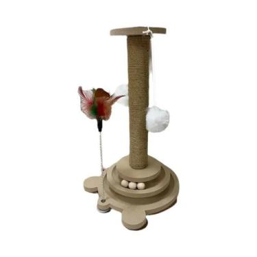 Imagem de Brinquedo Durável Para Gatos Em Madeira Maciça Com Arranhador De Sisal