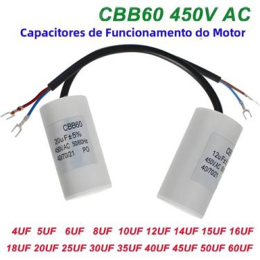 Imagem de Capacitores De Partida E Funcionamento De Motor CBB60 450VAC Para Máqu