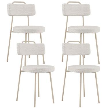Imagem de Kit 04 Cadeiras Decorativas Estofada Sala Jantar Barcelona Arena L02 Bouclê Cru - Lyam