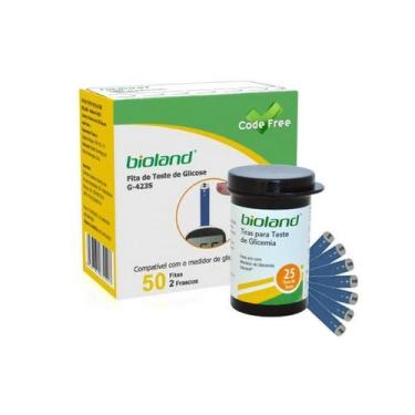 Imagem de Tiras Reagentes Fita Medir Glicose Glicemia Bioland 50 Unidades