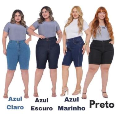 Imagem de Bermuda Short Taiga Jeans Feminino Plus Size Cintura Alta Lycra/Elasta