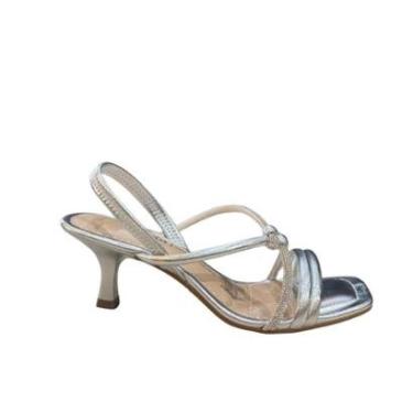 Imagem de Sandália Dakota Db591 Salto 5cm Metalizada Elegante Prata-Feminino