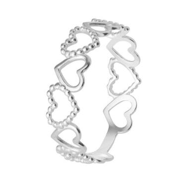 Imagem de Anel Prata Link Corações - Convex, 13