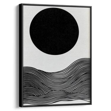 Imagem de Quadro Abstrato Preto e Branco sob a Lua Serena - Mioquadros, 90x60 cm