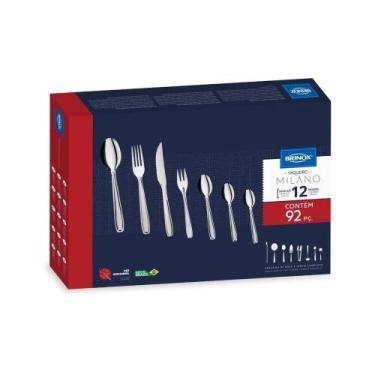 Imagem de Faqueiro Brinox Milano 92 Peças Aço Inoxidável Aço Inox