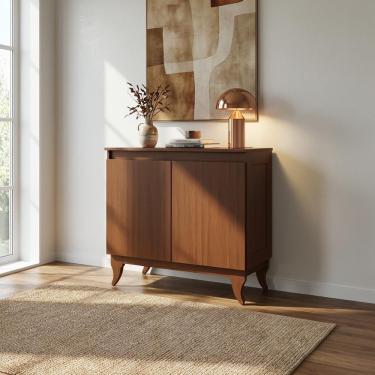 Imagem de Buffet Aparador Monterrey Moderno 2 Portas Madeira Maciça 84CM Marrom Castanho