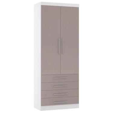 Imagem de Guarda Roupa Modulado 90cm 2 Portas 4 Gavetas Taiga Branco/cinnamon L01 - Mpozenato