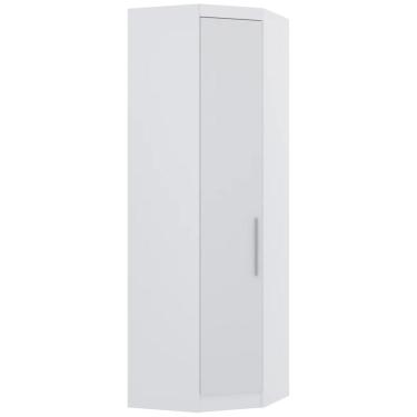 Imagem de Guarda Roupa Canto Obliquo 70cm 1 Porta Taiga Branco L01 - Mpozenato