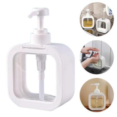 Imagem de Saboneteira Porta Sabonete Líquido 500ml Dispenser Branco Elegante Det