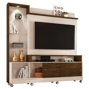 Imagem de Estante Home Theater Frizz Prime com Rodízios Off White Savana – Madetec