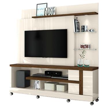 Imagem de Estante Home Theater Alan com Rodízios Off White Savana – Madetec