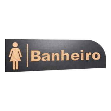 Imagem de Placa Sinalização Banheiro WC MDF Masculino Feminino Parede