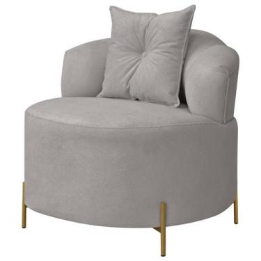 Imagem de Poltrona Grecia Pés De Metal Conceito Orgânico Bouclê Cinza - SOFA STO