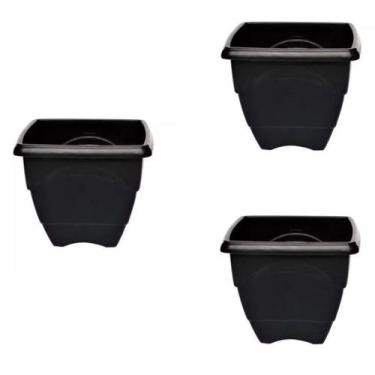 Imagem de 3 Vasos Planta 5L Resistente Leve Pote 25 Qualidade Promoçao Cor:Preto