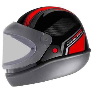 Imagem de Capacete Ebf Automático Bolt Preto e Vermelho San Marino-Unissex