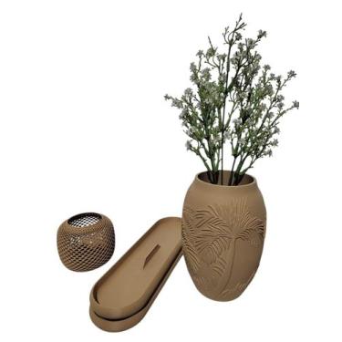 Imagem de Kit Decoração Meditação Zen Vaso Porta Vela e Incensário - 3d