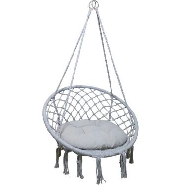 Imagem de Rede Cadeira Balanco Suspensa Algodao Macrame Casa Teto Varanda Quintal Jardim Area Deck Resistente Confortavel Lazer