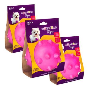 Imagem de 3 Brinquedo Bola Cravo TR 65 Mypetone - Rosa