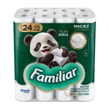 Imagem de Papel Higiênico Familiar Folha Dupla 24 Rolos Neutros 30m X 10cm Cada