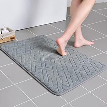 Imagem de Tapete de banheiro de espuma viscoelástica extra absorvente, antiderrapante, resistente à secagem, lavável à máquina com forro de borracha, tapete de banho suave luxuoso, verde 16 x 24 polegadas/40 x 60 cm