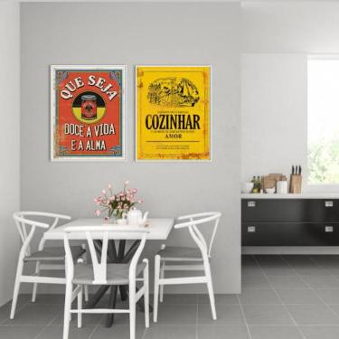 Imagem de Kit 2 Quadros Decorativos Cozinha Vermelho e Amarelo