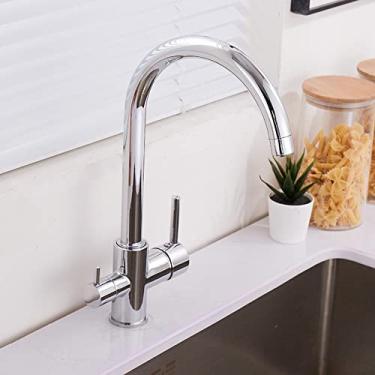Imagem de Torneira filtrada de cozinha Balck com torneira purificador de latão de ponto duplo pulverizador torneira de água potável vaso misturador de pia, chrome1, china