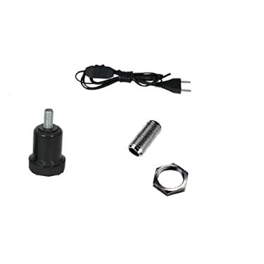 Imagem de KIT RABICHO PRETO 1,5M + SOQUETE COLUNA E27 + NIPLE 2,5CM E PORCA M10