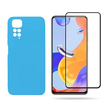 Imagem de Kit Compatível Para Celular Xiaomi Redmi Note 11 4G Capa Película de Vidro 3D 5D 9D + Kit De Instalação (Azul)