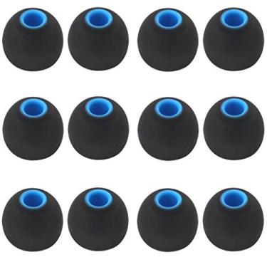 Imagem de BLLQ 12 peças pontas de substituição de tamanho médio, fones de ouvido auriculares auriculares compatíveis com Sony WF-1000XM4, Powerbeats Pro, BeatsX e outros orifícios internos de 3,8 mm, fones de ouvido intra-auriculares, preto-azul, M
