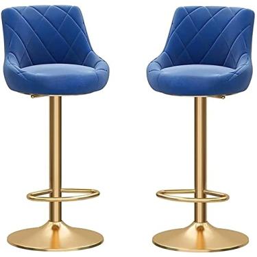 Imagem de Banco Alto Com Encosto, Banco Alto Para Café Da Manhã, Tecido De Veludo, Banco Alto Giratório Ajustável Mecanicamente, Cromado E Apoio Para Os Pés, Fácil De Montar, Para Cozinha/Bar (Color : C1)