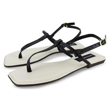 Imagem de Sandália Rasteira Feminina Tira Fina Bico Quadrada Estilo