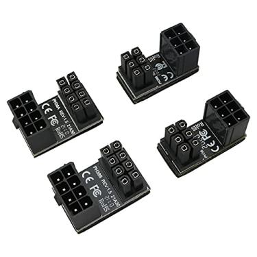 Imagem de ZYAMY 4 peças PCIe 8 pinos 6 pinos U turn 180 graus ângulo conector adaptador de energia placa para placa gráfica desktop preto (quatro estilos)