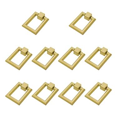 Imagem de Puxadores de armário Mcredy Puxador de anel em forma de anel moderno estilo simplicidade puxadores de cômoda 4,5 x 3,3 cm (CxL) de liga de alumínio de ouro fosco furo único com parafusos de montagem pacote de 10