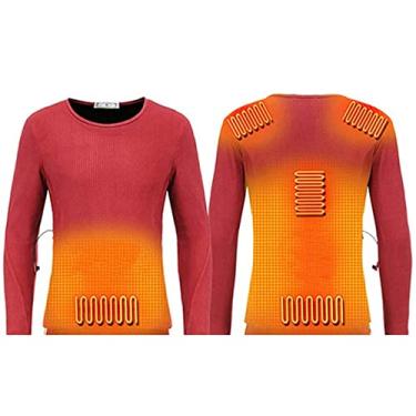 Imagem de Yajun Roupa íntima térmica aquecida de inverno USB camada de base macia quente top 5 áreas roupas de aquecimento isolado para esquiar clima frio, vermelho, 3GG (185